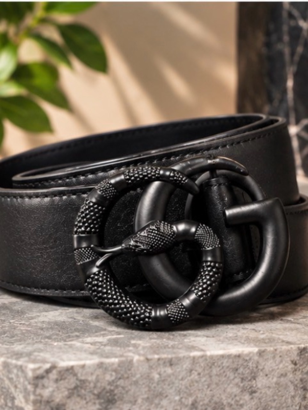Gucci Black Belt with Black Interlocking Buckle